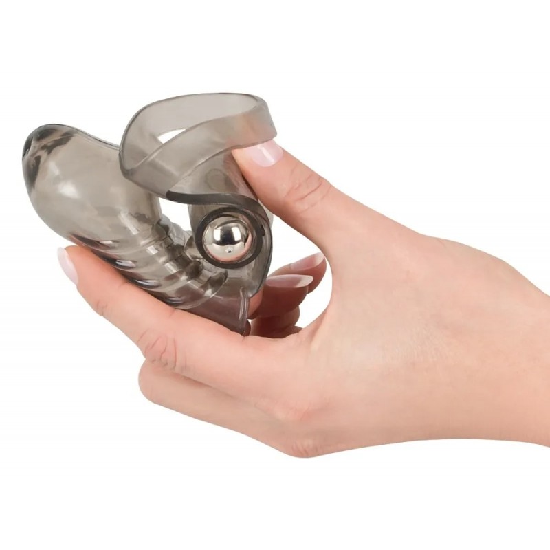 Насадка Kokos Cock Slave S с подхватом мошонки и крупными шипиками, телесная УТ-00002548 - KOKOS - Удлиняющие/утолщающие насадки - Купить