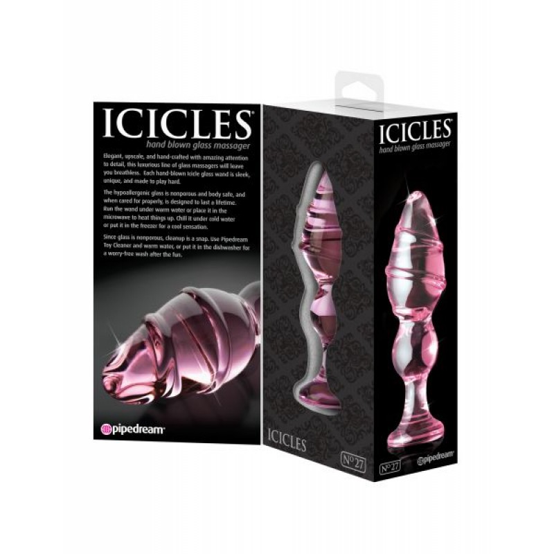 Стеклянный стимулятор Pipedream Icicles No. 55 Clear, розовый 2955-00 PD - PipeDream - Анальные стимуляторы - Купить
