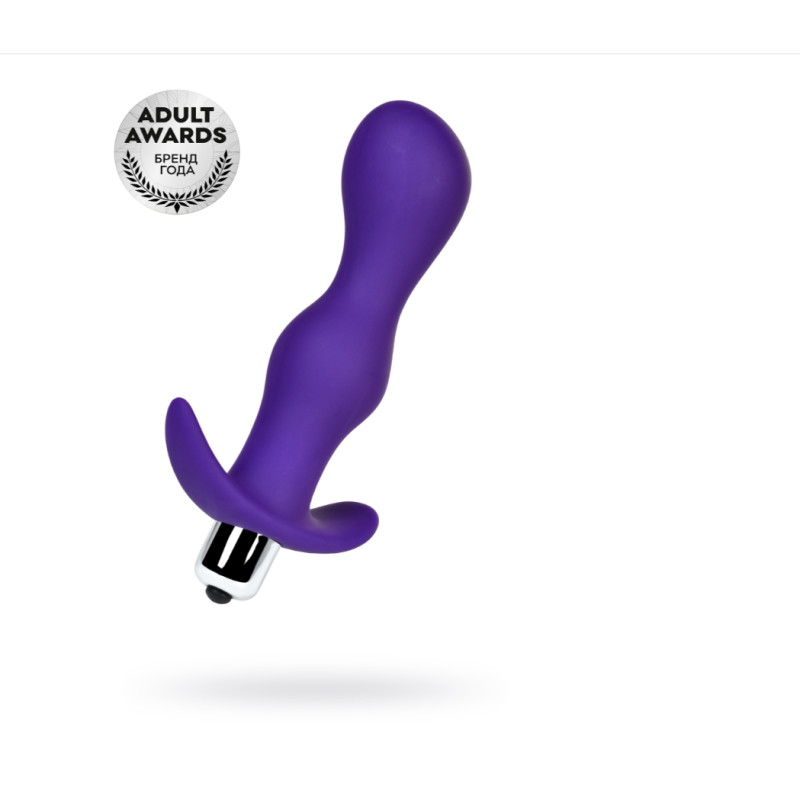 Анальная пробка с вибрацией A-Toys by TOYFA размера L, влагостойкая, силикон, фиолетовая, 14 см, Ø 3,4 см