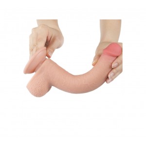 Реалистичный фаллоимитатор на присоске Sliding Skin Dual Layer Dong 22 см, d-3.8см (иной угол)