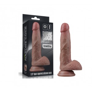 Реалистичный фаллоимитатор на присоске Dual Layered Silicone Cock 18,5 см, d-3.7см