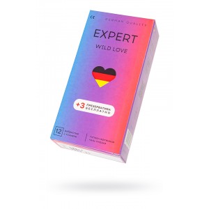 Презервативы EXPERT Wild Love Germany 12шт +(3 бесплатно), ребристые с точками