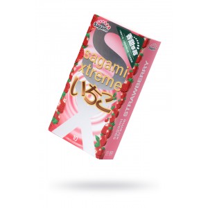 Презервативы Sagami, xtreme, strawberry, латекс, 19 см, 5,2 см, 10 шт.
