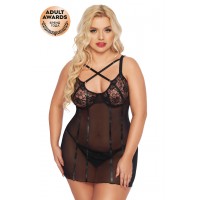 Ночная сорочка и стринги SoftLine Collection Cornelia, черный, XXXL