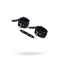 Оковы двухслойные с белой строчкой Pecado BDSM, натуральная кожа, черные