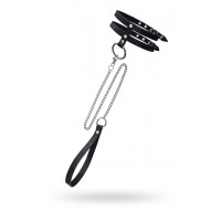 Ошейник из двух ремешков Pecado BDSM, натуральная кожа, черный