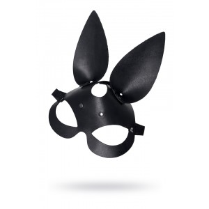 Маска Pecado BDSM, с ушками зайки, натуральная кожа, черный