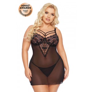 Комбинация и стринги SoftLine Collection Aldona, черный, XXL