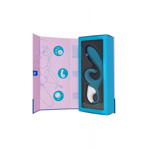 Нереалистичный вибратор Satisfyer Hug me, силикон, синий