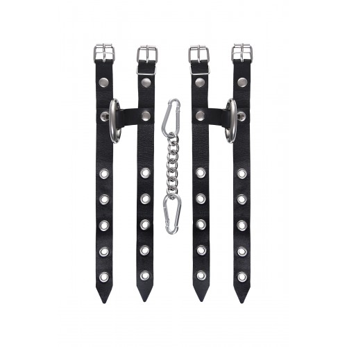 Наручники Pecado BDSM, однослойные из двух ремешков, натуральная кожа, черные