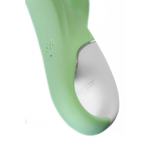 Нереалистичный вибратор Satisfyer Air Pump Bunny 5, силикон, зеленый, 15 см.
