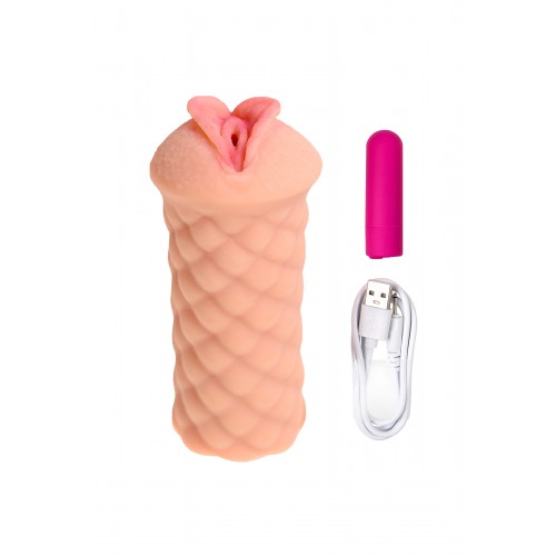 Мастурбатор реалистичный KOKOS ELEGANCE.002 с вибрацией, TPR, телесный, 16 см