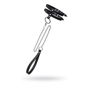 Ошейник из двух ремешков Pecado BDSM, натуральная кожа, черный (иной угол)