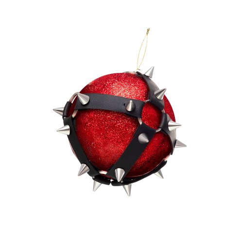 Новогодний шар Pecado BDSM, с шипами, матовый, красный, 10 см