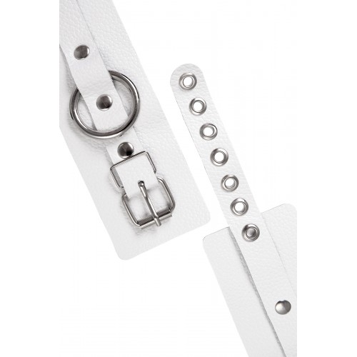 Наручники Pecado BDSM, мягкие с люверсами, натуральная кожа, белые