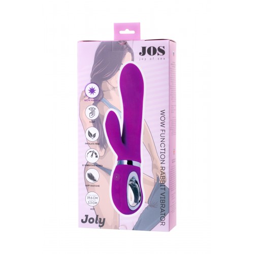 Вибратор с клиторальным стимулятором JOS JOLY, с WOW-режимом, силикон, фуксия, 19,6 см