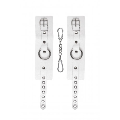 Наручники Pecado BDSM, мягкие с люверсами, натуральная кожа, белые