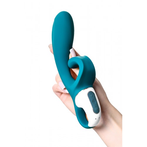 Нереалистичный вибратор Satisfyer Hug me, силикон, синий