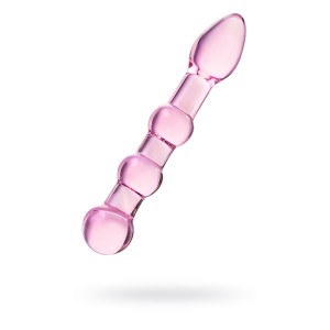 Двусторонний фаллоимитатор Sexus Glass, стекло, розовый, 18 см (иной угол)