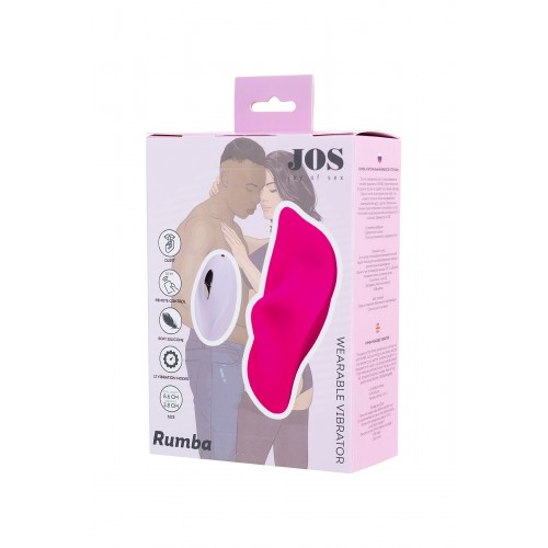 Клиторальный вибратор в трусики JOS RUMBA, силикон, розовый, 8,6 см