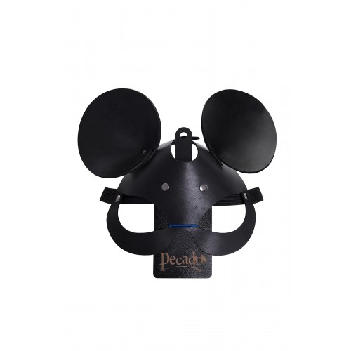 Маска Pecado BDSM, с ушками мышки, натуральная кожа, черный