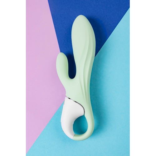 Нереалистичный вибратор Satisfyer Air Pump Bunny 5, силикон, зеленый, 15 см.