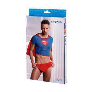 Костюм супермена Candy Boy Superman (футболка с плащем, трусы), красно-голубой, OS (иной угол)
