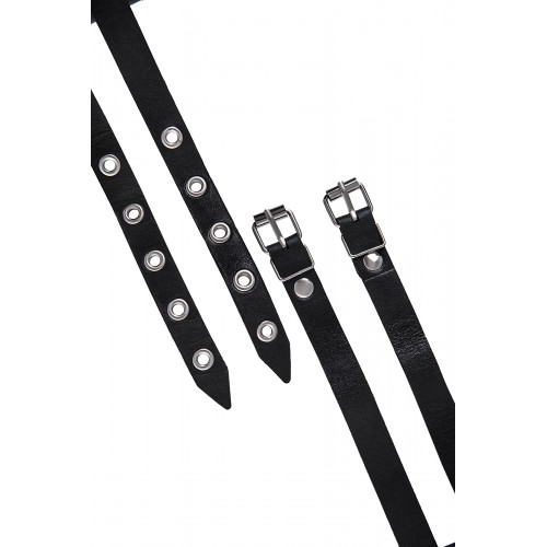 Ошейник из двух ремешков Pecado BDSM, натуральная кожа, черный