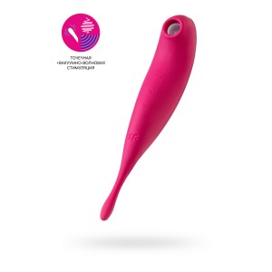 Вакуум-волновой бесконтактный стимулятор клитора Satisfyer Twirling Pro, силикон, красный (иной угол)