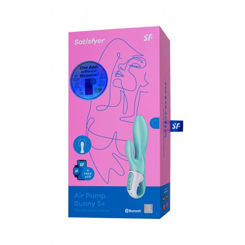 Нереалистичный вибратор Satisfyer Air Pump Bunny 5, силикон, зеленый, 15 см.