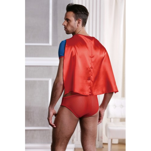 Костюм супермена Candy Boy Superman (футболка с плащем, трусы), красно-голубой, OS