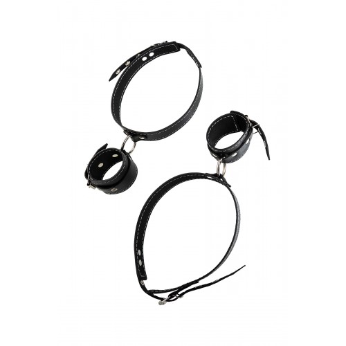 Бондажная система Pecado BDSM, для фиксации рук к ногам, натуральная кожа, черная