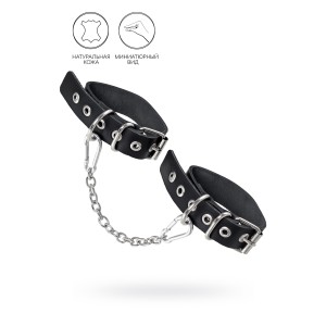 Оковы Pecado BDSM, из одного ремешка с люверсами, натуральная кожа, чёрные (иной угол)