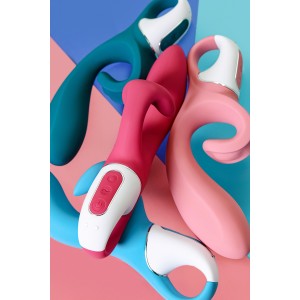 Нереалистичный вибратор Satisfyer Hug me, силикон, синий (иной угол)