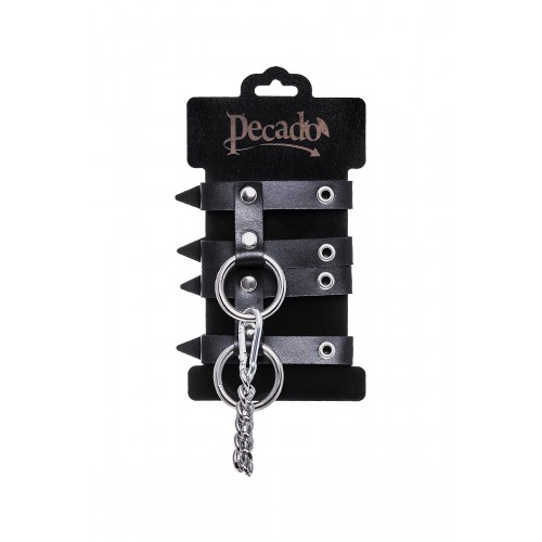 Наручники Pecado BDSM, однослойные из двух ремешков, натуральная кожа, черные