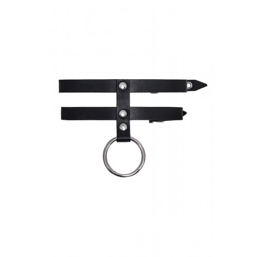 Ошейник из двух ремешков Pecado BDSM, натуральная кожа, черный