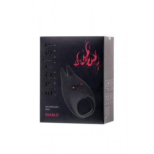 Виброкольцо Erotist Diablo, силикон, чёрный, 7,9 см, Ø 2,6 см