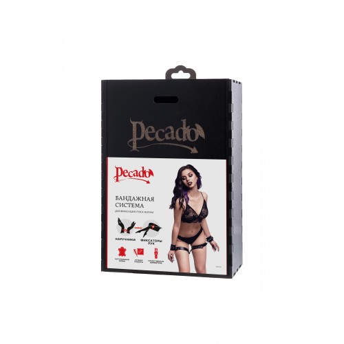 Бондажная система Pecado BDSM, для фиксации рук к ногам, натуральная кожа, черная