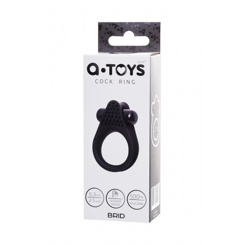 Виброкольцо на пенис A-Toys by TOYFA Brid, силикон, черный, 6,3, Ø 3,1 см
