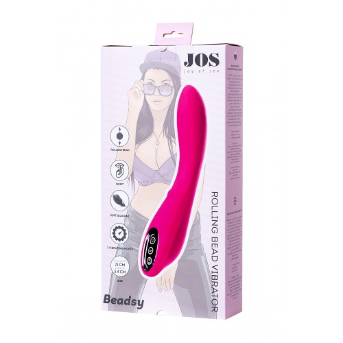 Вибратор со стимулирующим шариком JOS BEADSY, силикон, розовый, 21 см