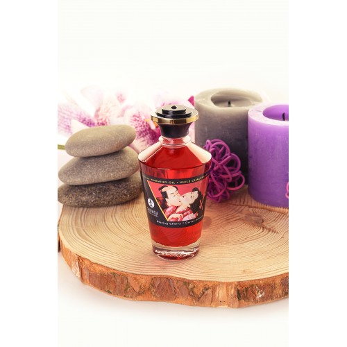 Масло для массажа Shunga Blazing Cherry, разогревающее, с ароматом вишни, 100 мл