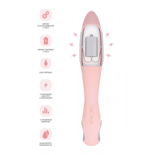 Вибратор с электростимуляцией PHYSICS GALVANI VIBE, силикон, розовый, 21 см