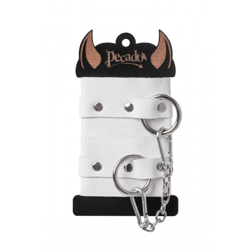 Наручники Pecado BDSM, мягкие с люверсами, натуральная кожа, белые