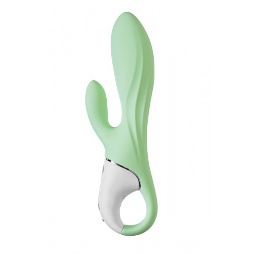 Нереалистичный вибратор Satisfyer Air Pump Bunny 5, силикон, зеленый, 15 см.