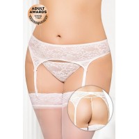 Пояс для чулок и стринги кружевные SoftLine Collection, белый, XXXL
