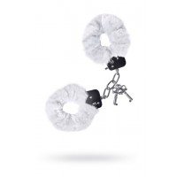 Наручники TOYFA Theatre, меховые, белые, 28 см.