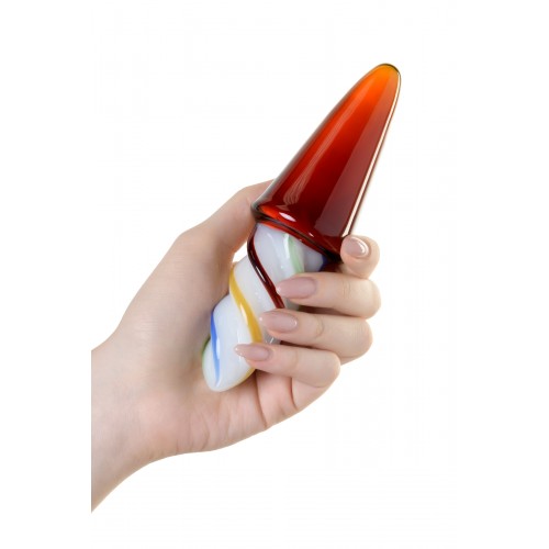 Двусторонний фаллоимитатор Sexus Glass, стекло, янтарно-разноцветный, 16 см