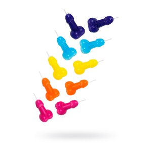 Набор свечи «мини пенис» Pecado BDSM ,10шт в упаковке (иной угол)