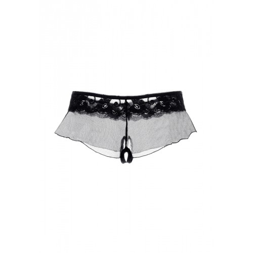 Эротические трусики-юбочка Erolanta Lingerie Collection из стрейч-сетки, черные (54-56)