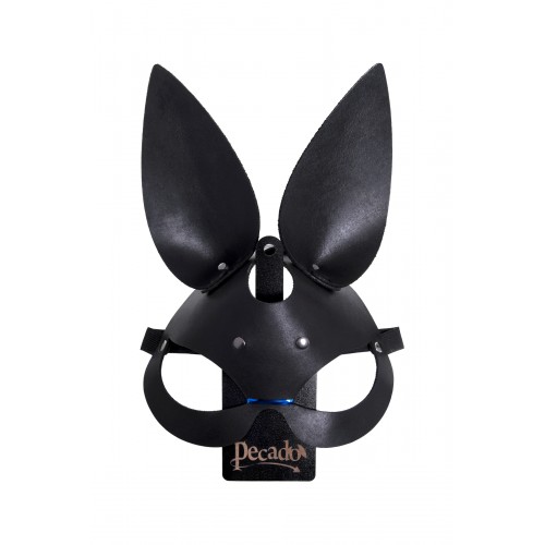 Маска с ушками зайки Pecado BDSM, натуральная кожа, черный